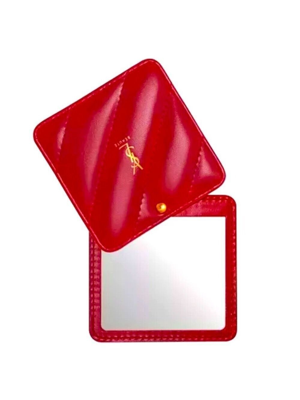 Yves Saint Laurent Beauty Square Compact Pocket Mirror Dark Red Burgundy New